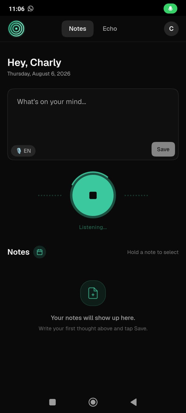 Home, voice recording active